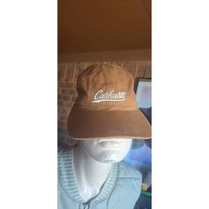 Carhartt Brown Canvas Strapback Hat One Size Embroidered Logo Workwear Cap